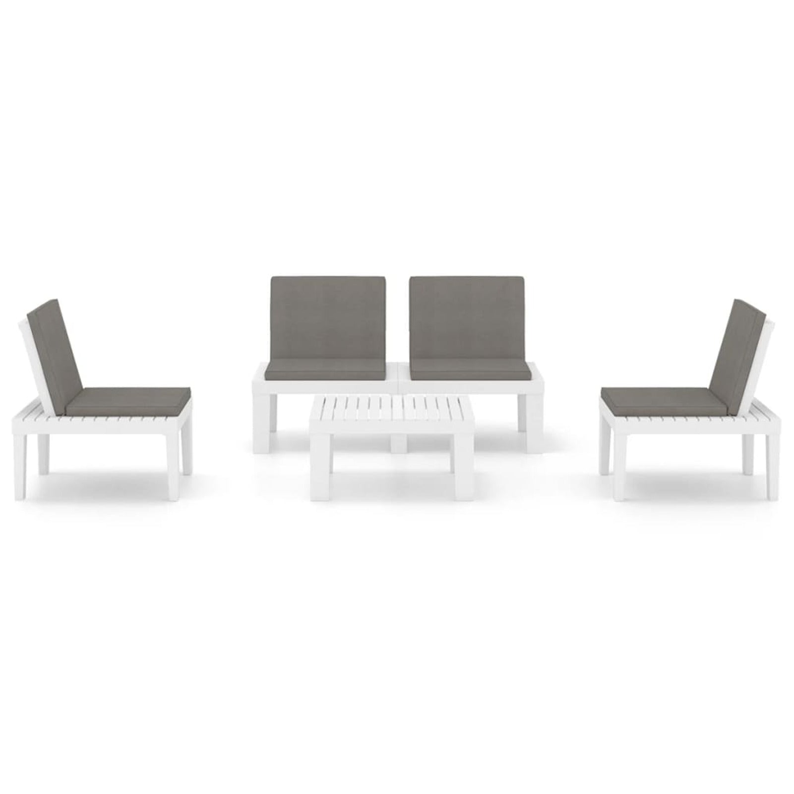 4 Piece Patio Lounge Set with Anthracite Cushions Plastic White Outdoor Sectional Sofa Set K1917