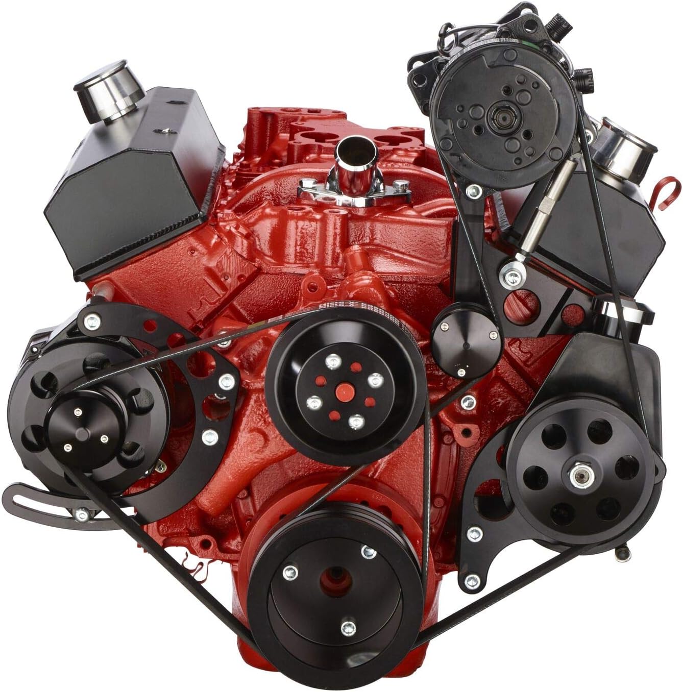 Black Small Block Chevy Serpentine Kit with AC I3989