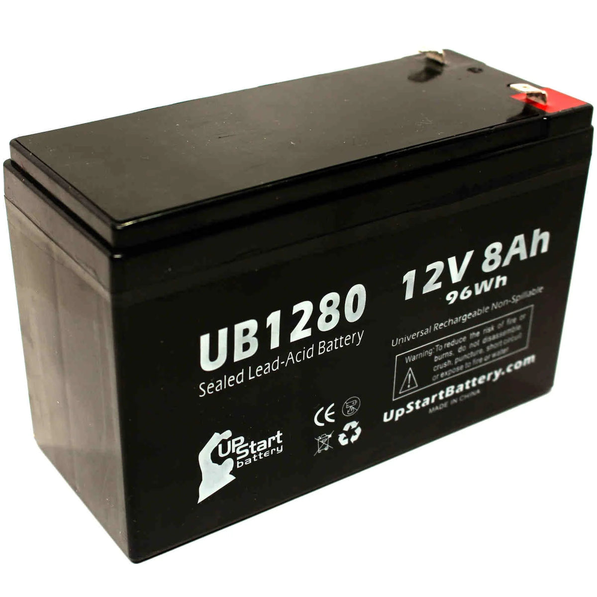 2x Pack Sealed Lead Acid Battery (12V, 8Ah, 8000mAh, F1 Terminal, AGM) with 4 F1 to F2 Terminal Adapters O9586