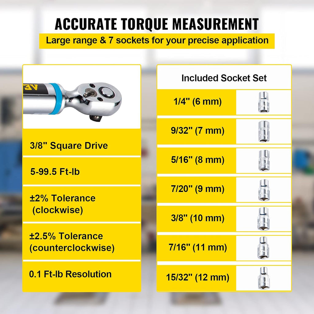 3/8 Drive Digital Torque Wrench with LED Display and Case K805