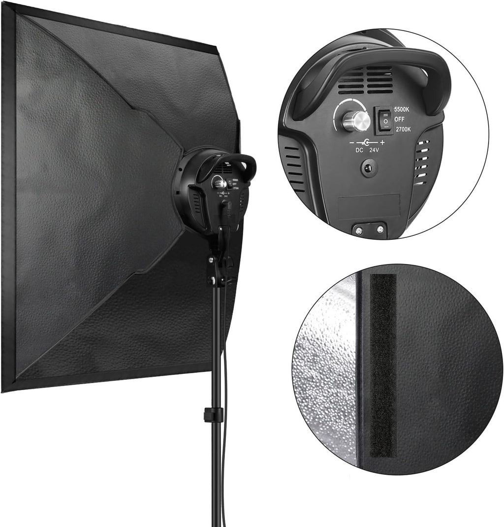 Bi-color Dimmable LED Softbox Lighting Kit with Light Stand V8874