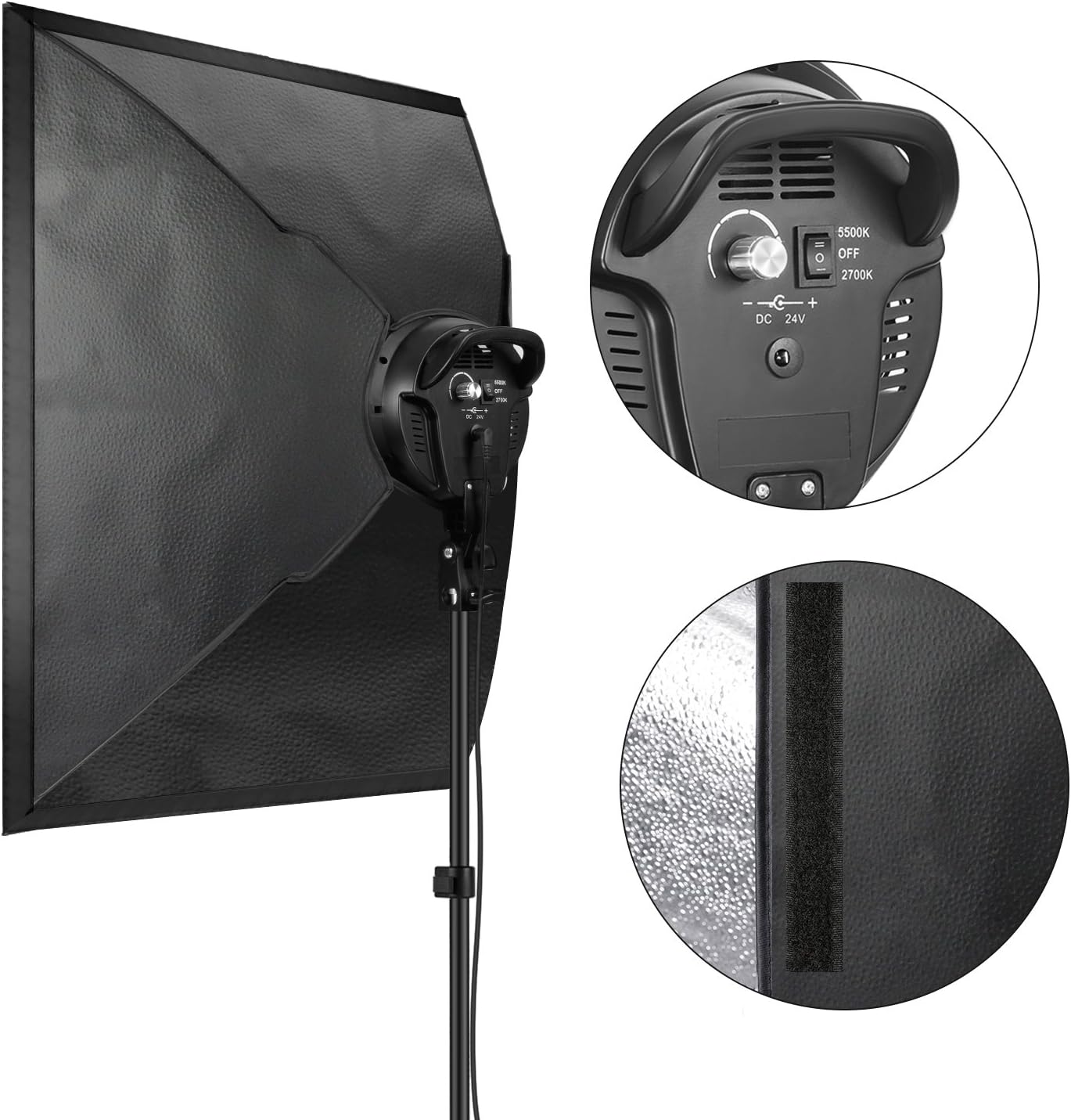 Bi-color Dimmable LED Softbox Lighting Kit with Light Stand V8874