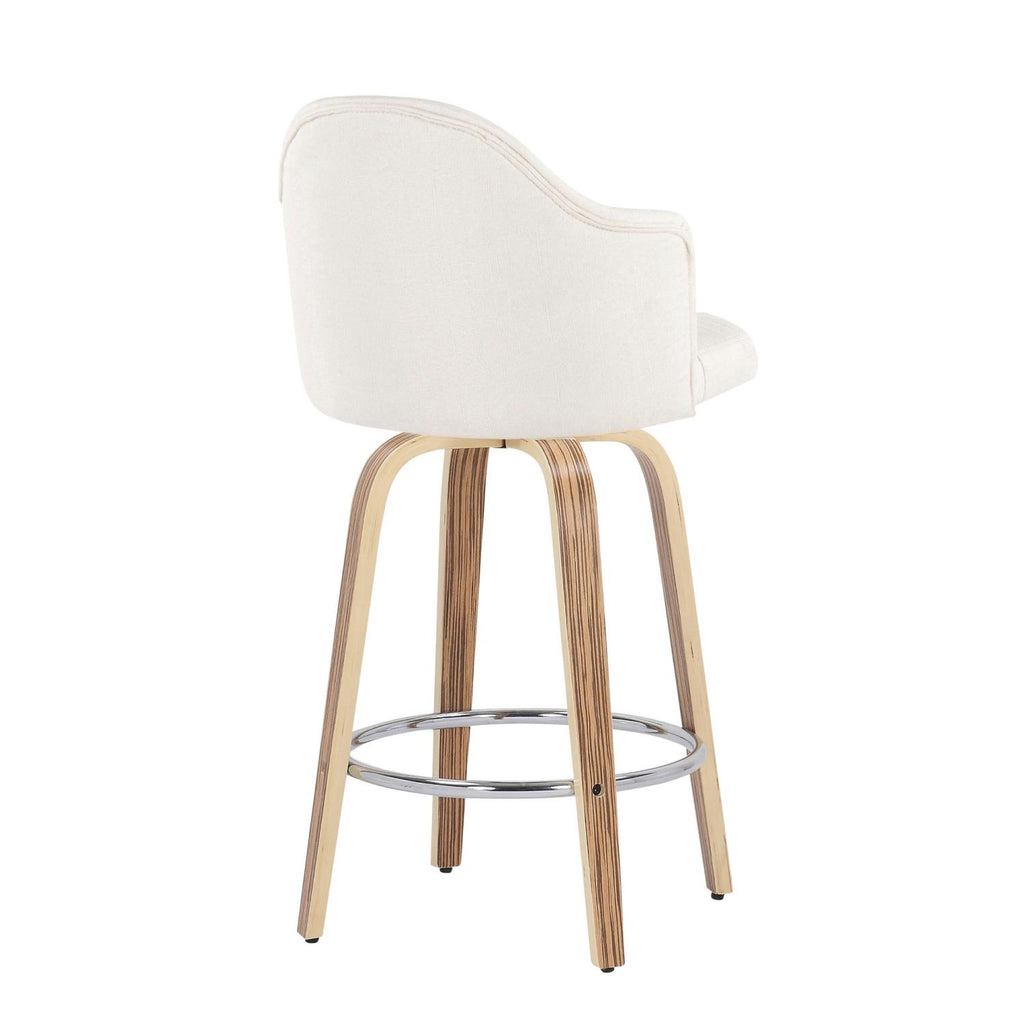 Fabric Counter Stools, Cream/Zebra, Set Of 2 R5111