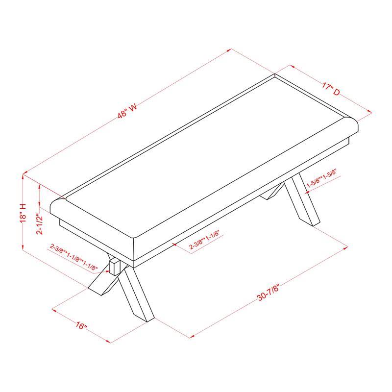 Gray Fabric Padded Dining Bench H388706