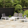 4 Piece Patio Lounge Set with Anthracite Cushions Plastic White Outdoor Sectional Sofa Set K1917
