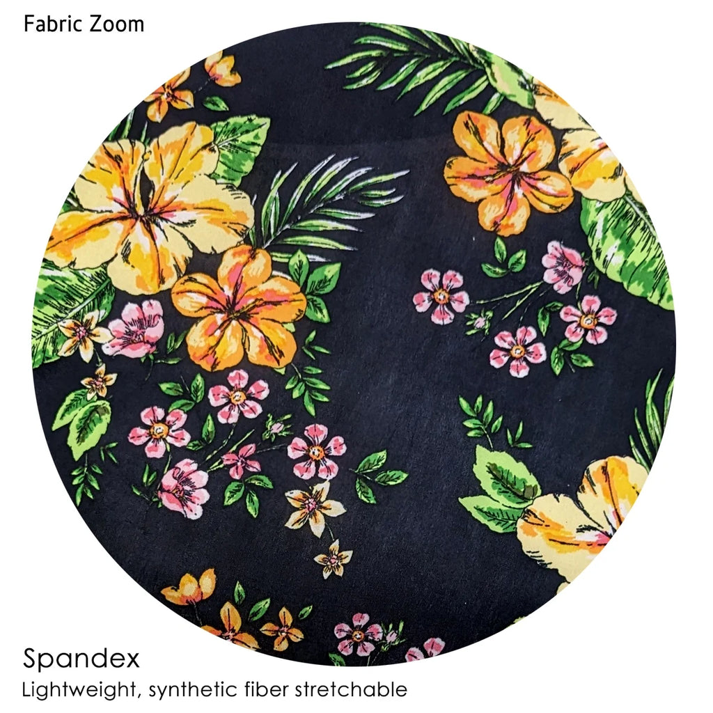 Black Floral Print Two-Piece Swimdress S7882