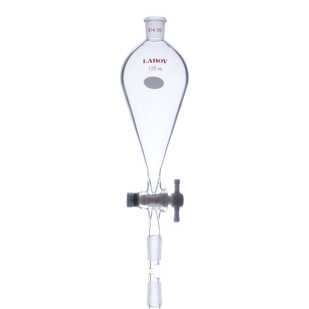 Conical Separatory Funnel 250mL with PTFE Stopcock Pear Shape Pack of 2 I135