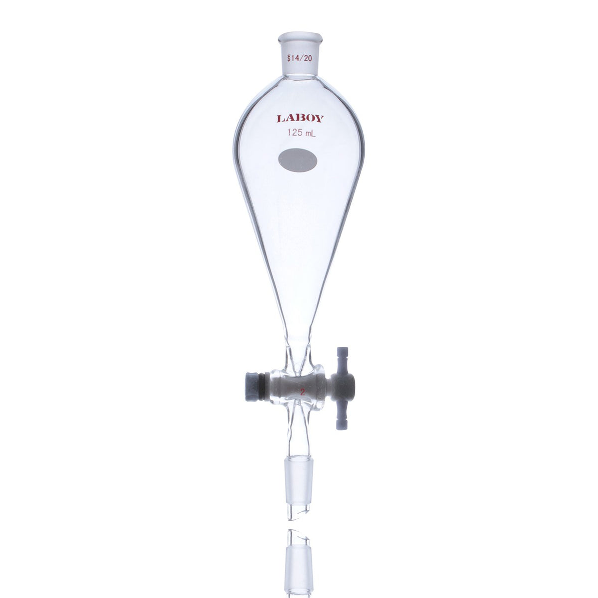 Conical Separatory Funnel 250mL with PTFE Stopcock Pear Shape Pack of 2 I135