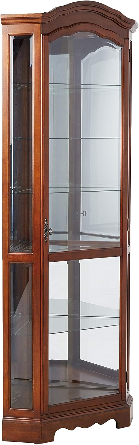 Medium Brown Corner Curio Cabinet N6744
