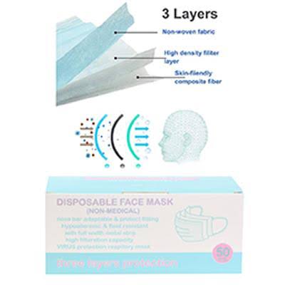 3-Ply Disposable Face Mask, 50 Pk J124862