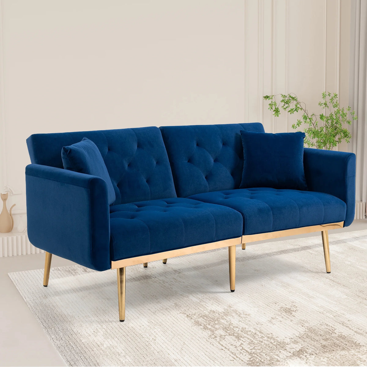 Blue Velvet Sofa Loveseat Set X5590