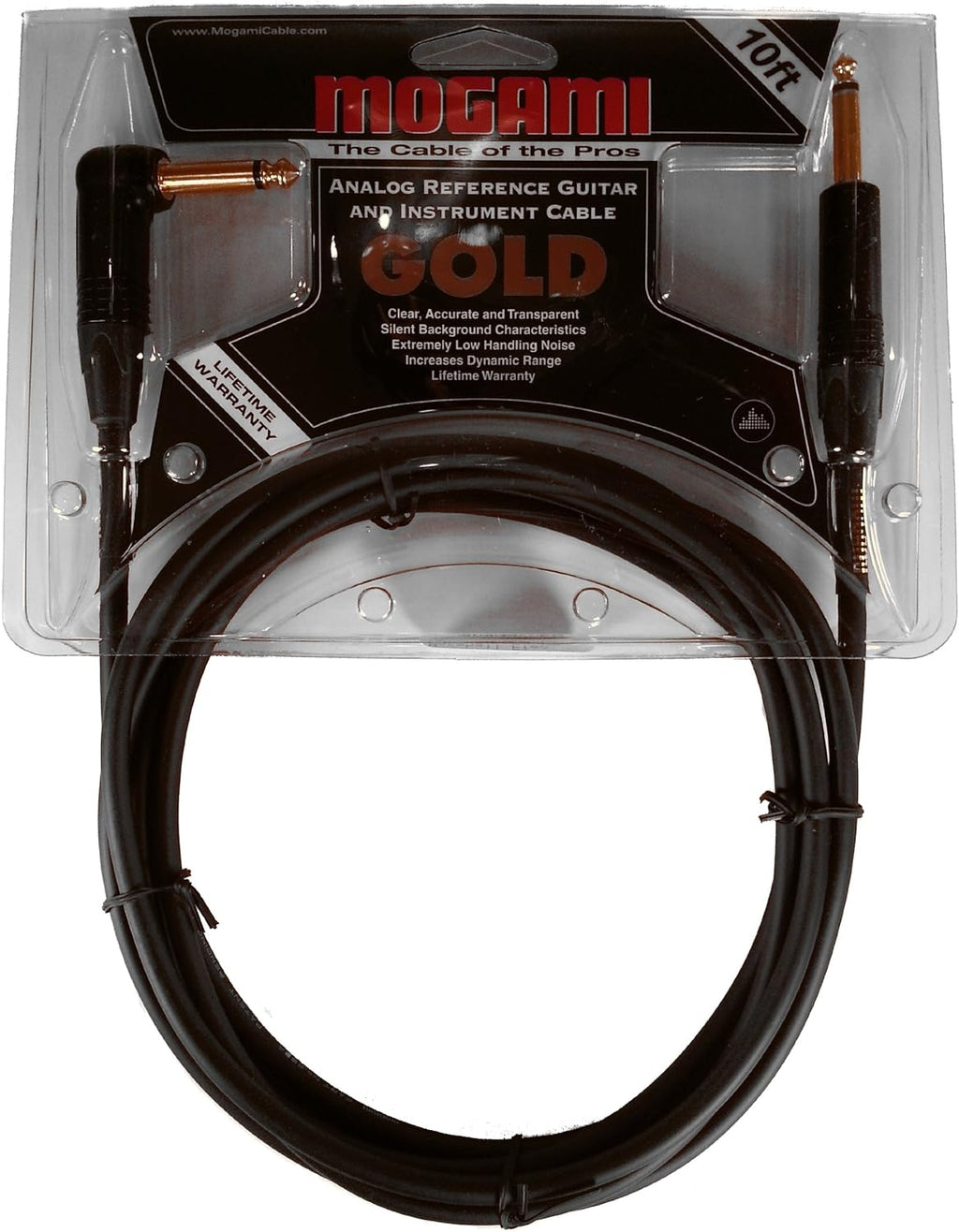 10 Foot Guitar Instrument Cable with Right Angle and Straight Connectors S1808