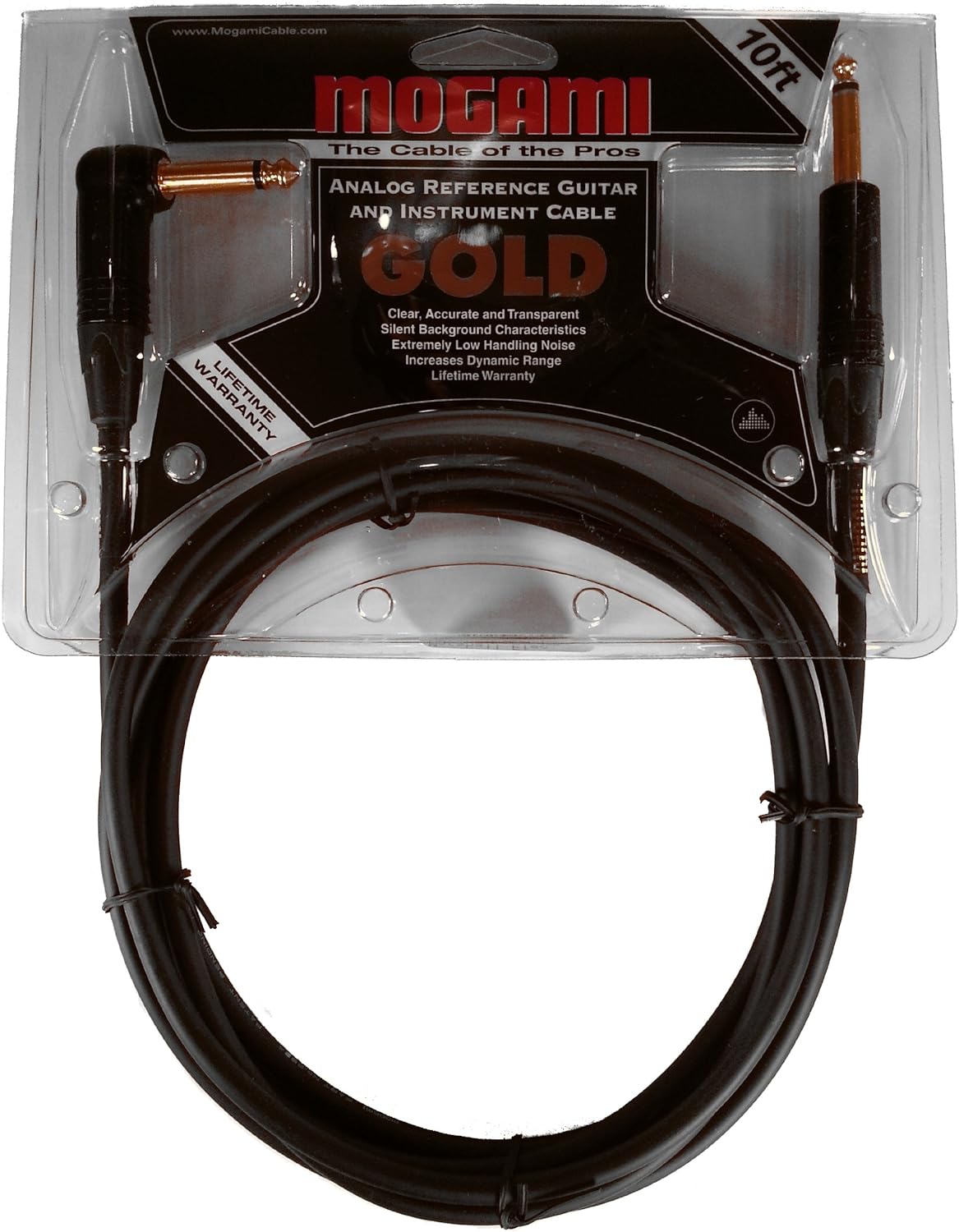10 Foot Guitar Instrument Cable with Right Angle and Straight Connectors S1808