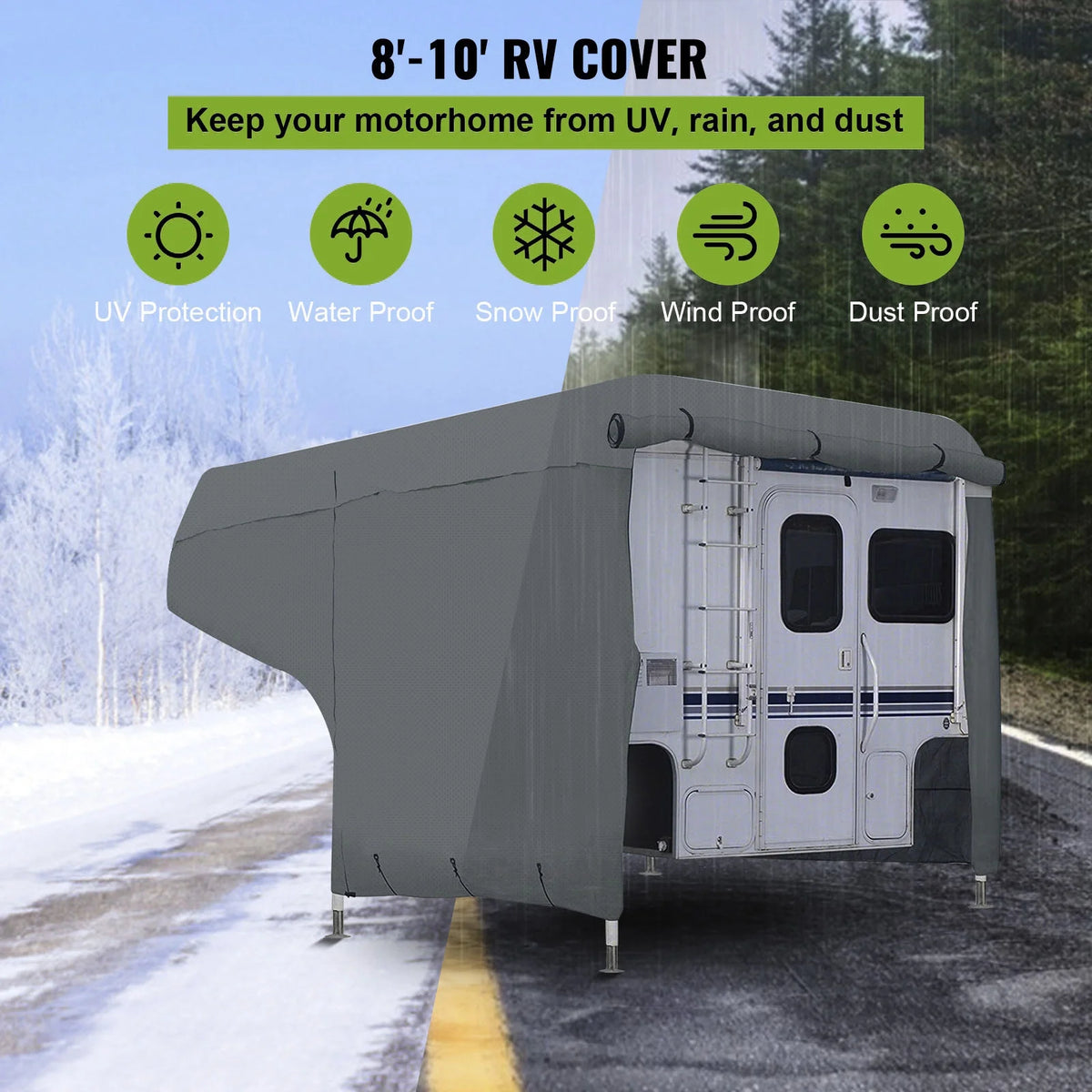 8'-10' Waterproof Anti-UV Non-Woven Fabric RV Cover Y9368
