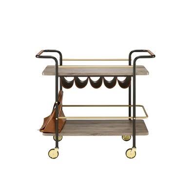 Serving Cart, Natural, Gold & Black Finish N6526