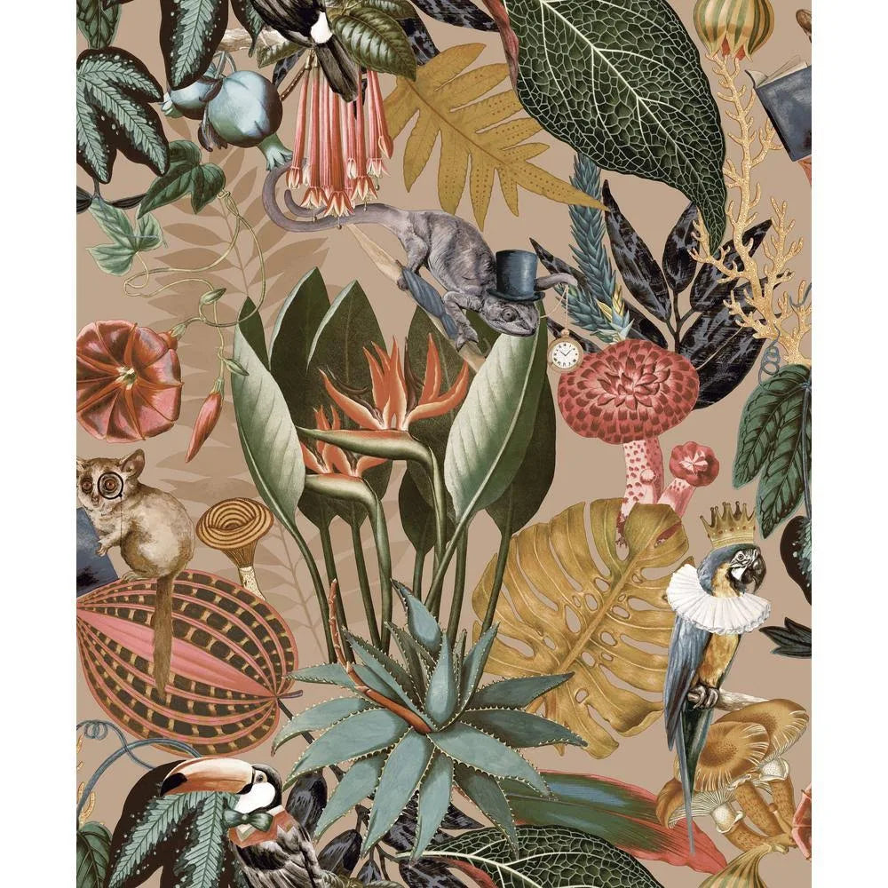 Gold Botanical Non-Pasted Washable Wallpaper Roll (Covers 57 Sq. ft.) E561852