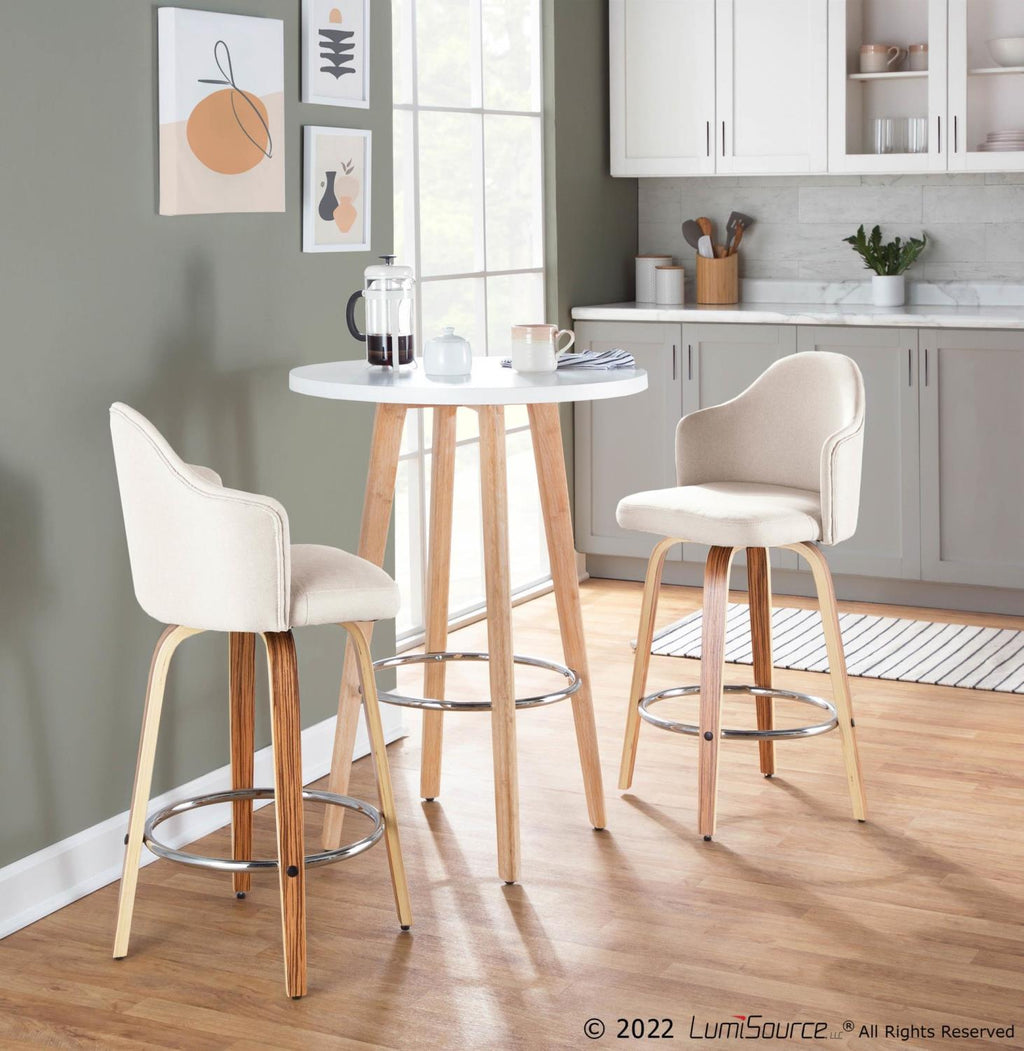 Fabric Counter Stools, Cream/Zebra, Set Of 2 R5111