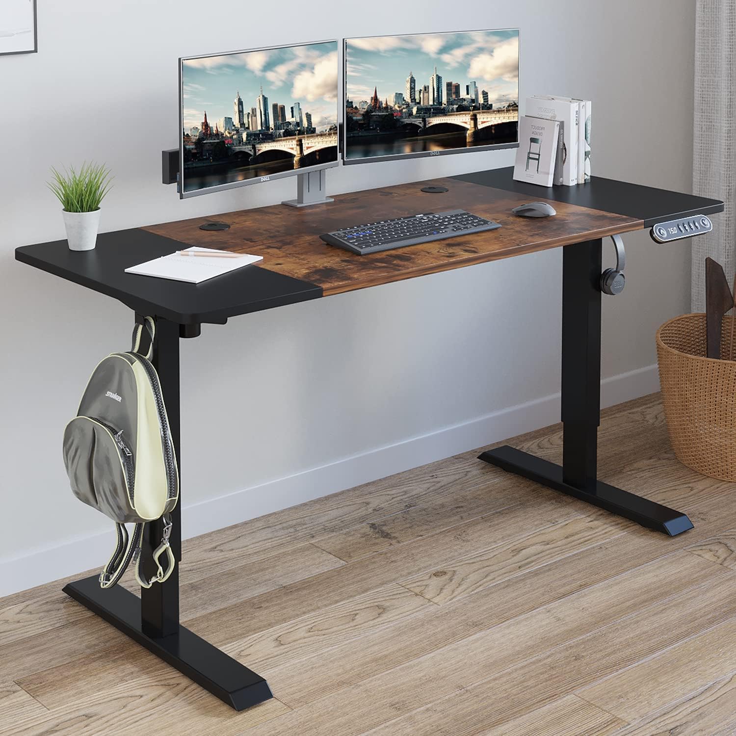 Rustic Brown Electric Standing Desk 48 x 24 Inches N4358