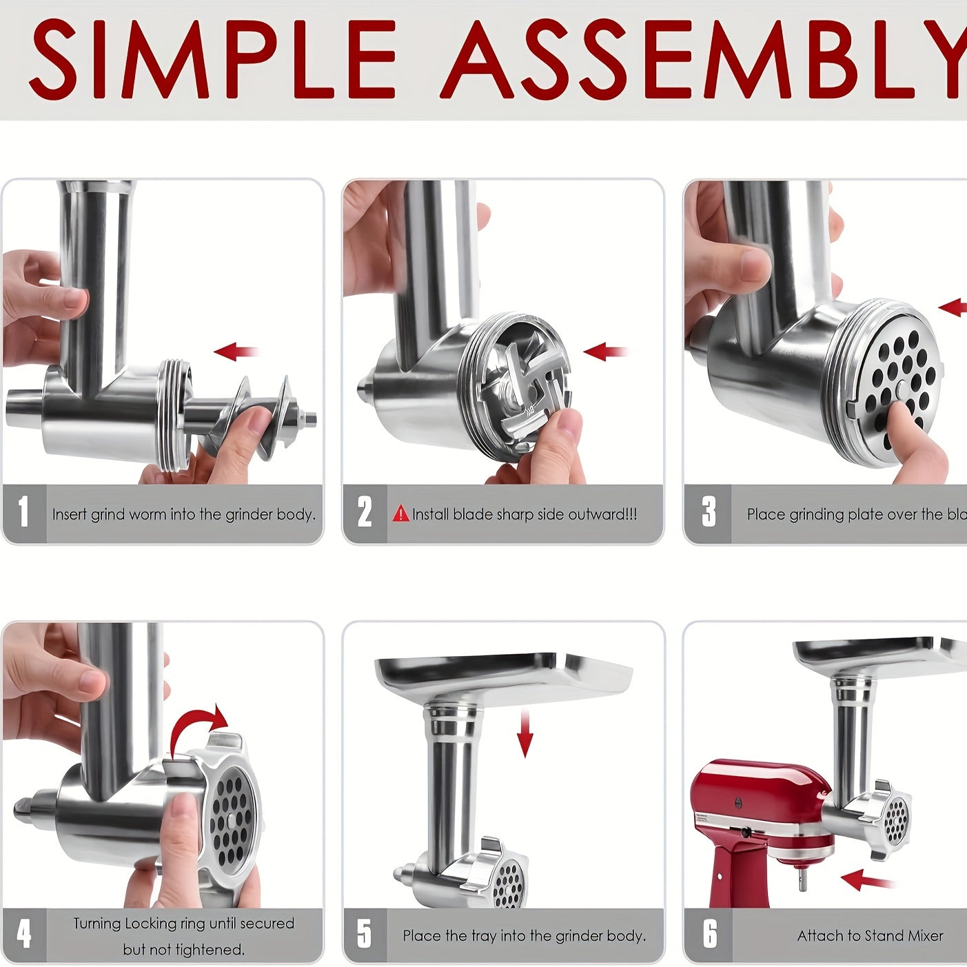 Metal Food Grinder Attachment for KitchenAid Mixer S931134