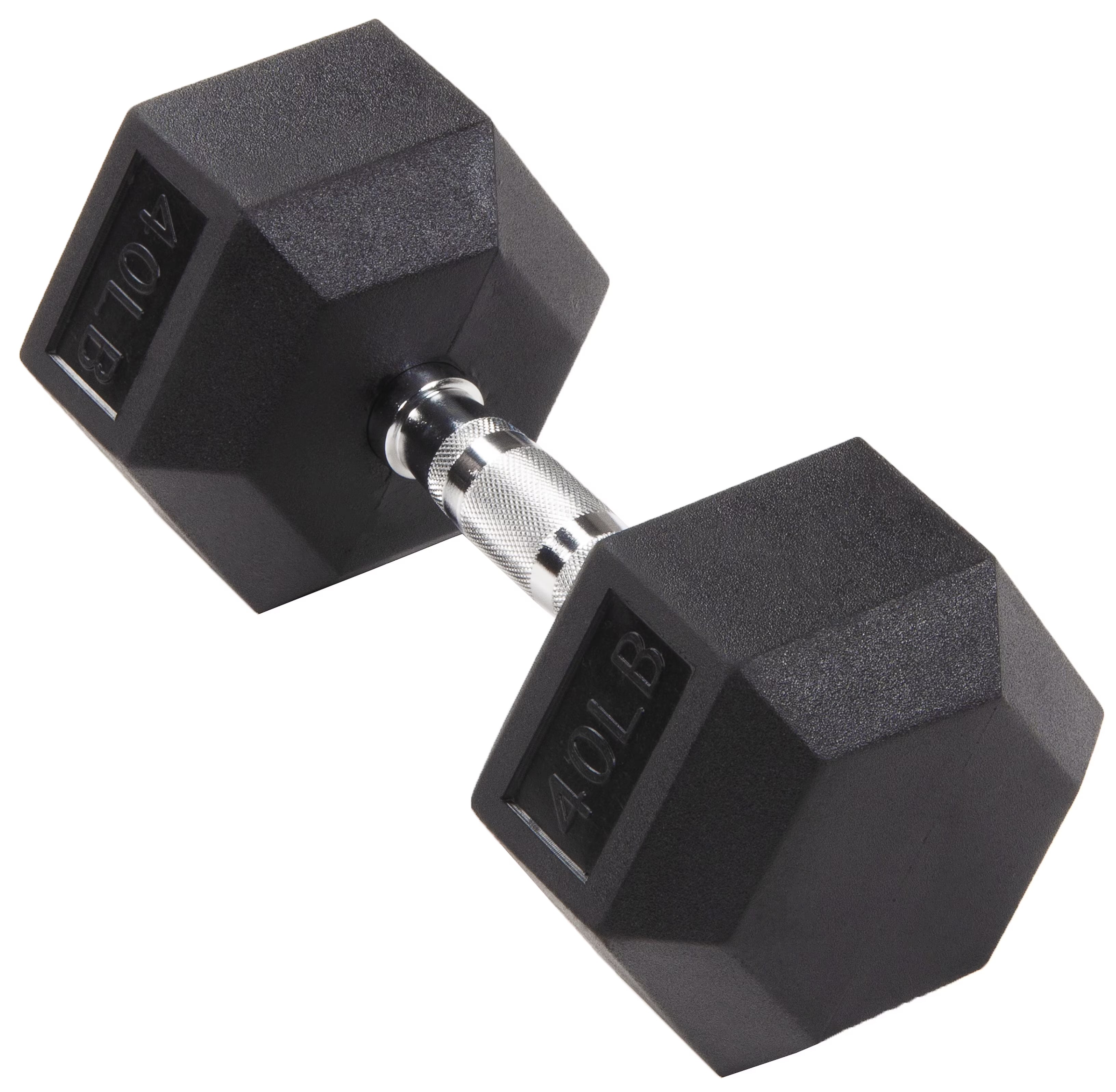 Rubber Encased Hex Dumbbell, 40LBs, Single W51385