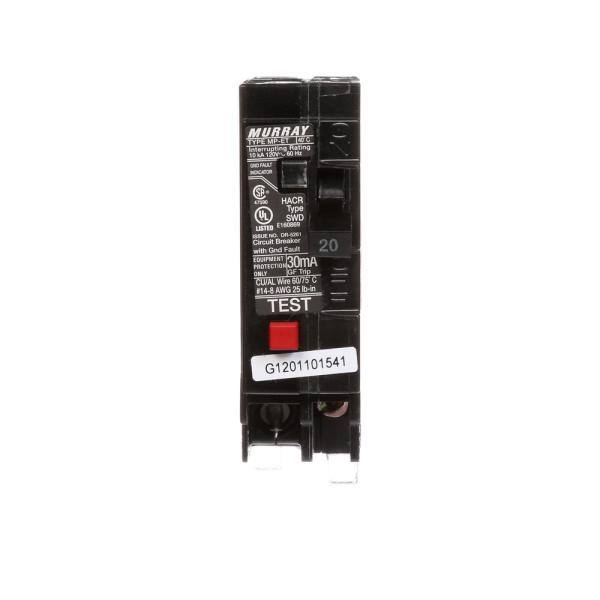 20 Amp Single Pole Ground Fault Equipment Protection Circuit Breaker F31510