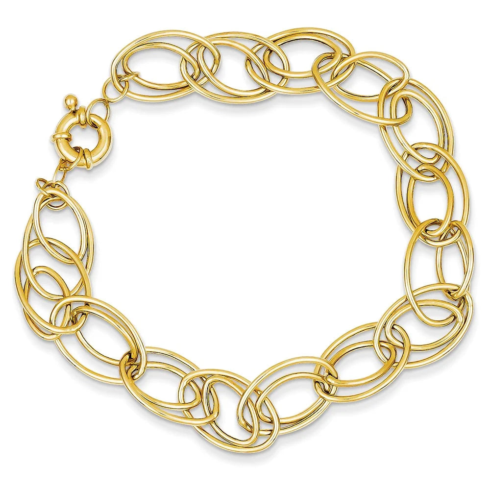14kt Yellow Gold Oval Link Chain Bracelet 7.5 inch K416