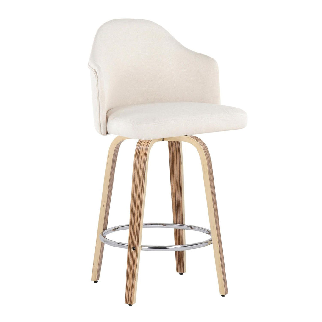 Fabric Counter Stools, Cream/Zebra, Set Of 2 R5111