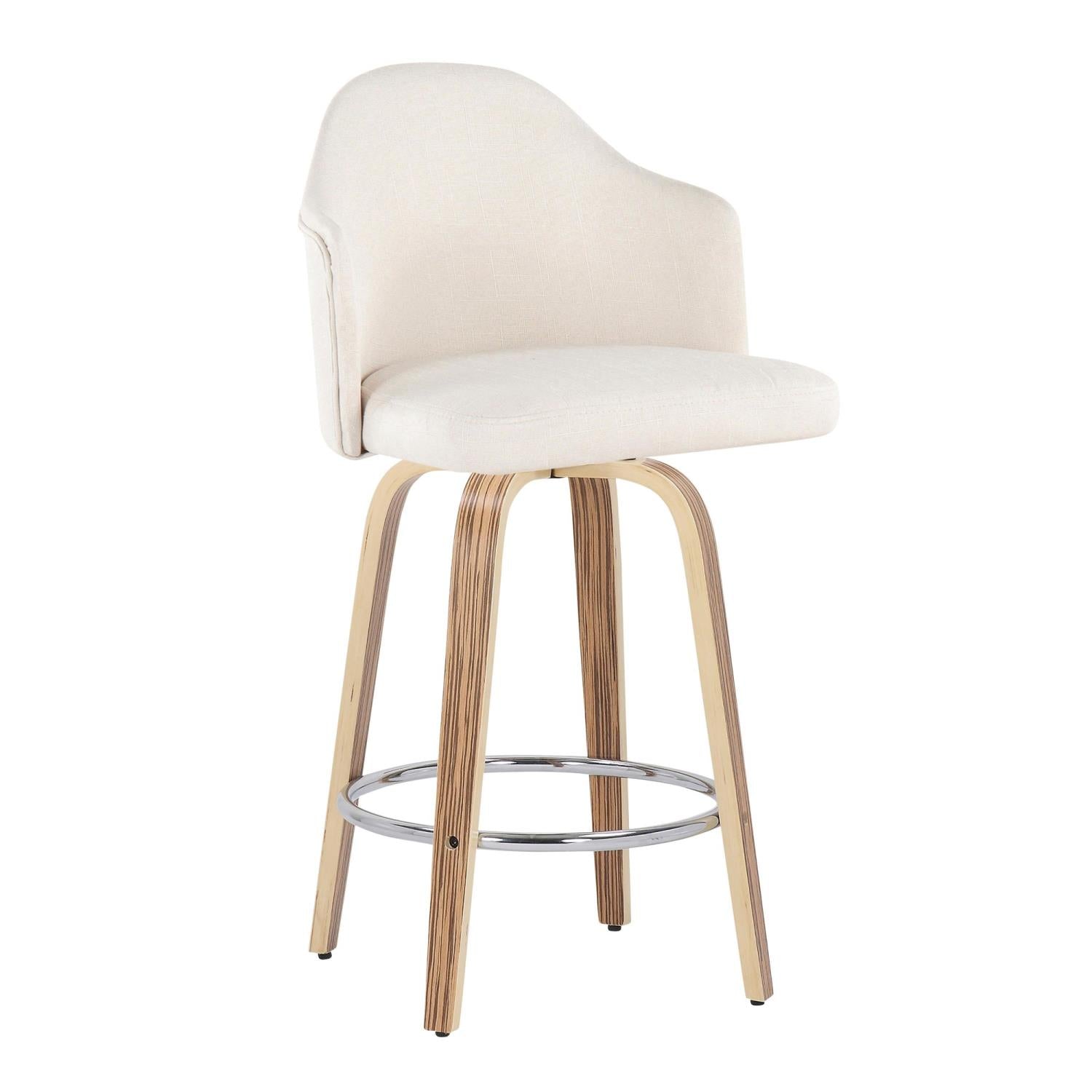 Fabric Counter Stools, Cream/Zebra, Set Of 2 R5111
