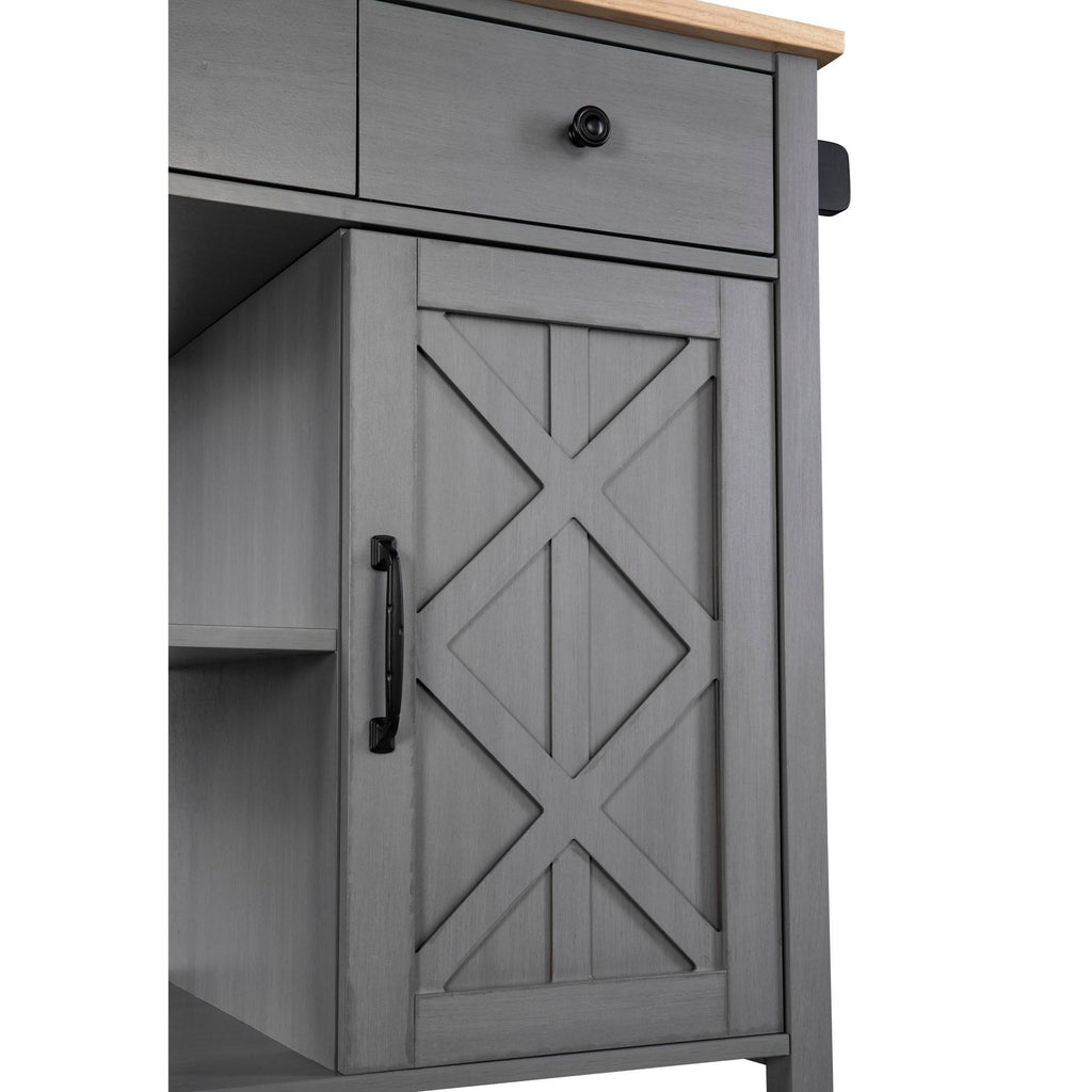 Gray Kitchen Cart with Wood Top C718658
