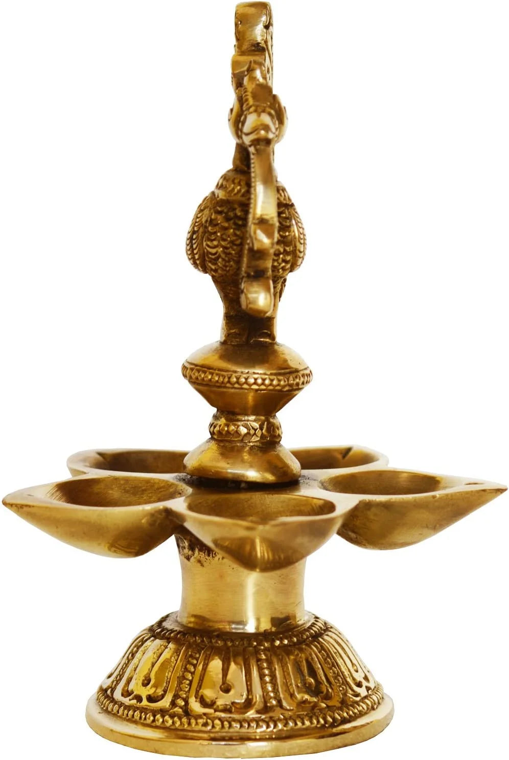 Brass Peacock Oil Lamp Pair of Five Wicks Decorative Metal Lamp (Pack of 2) Y7235