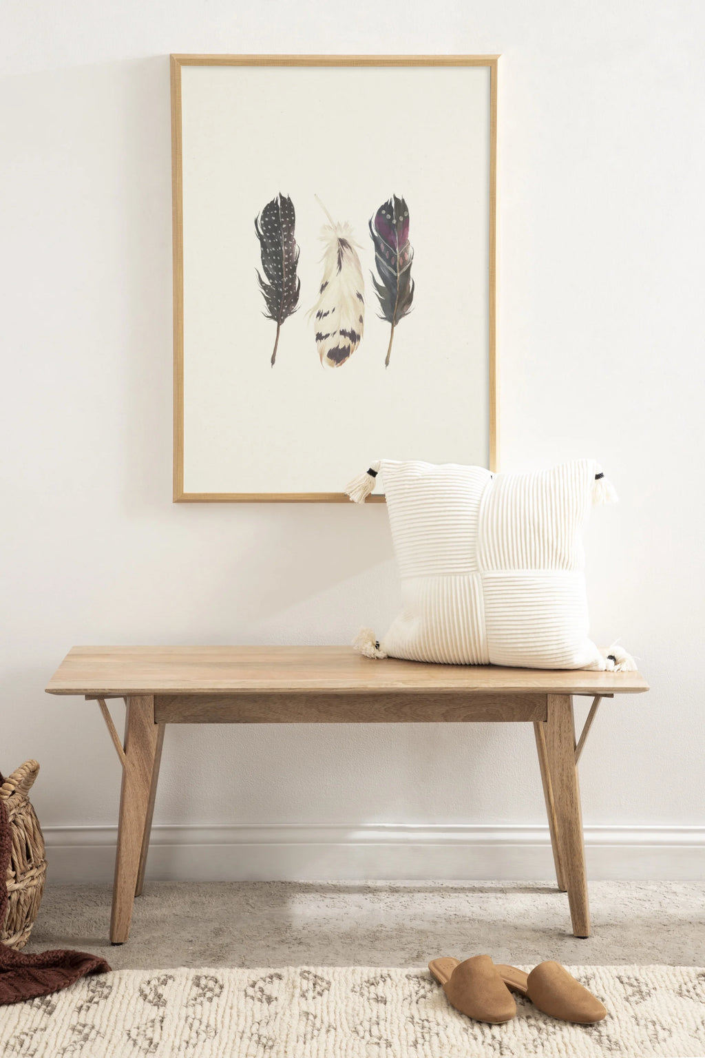Mid-Century Rectangle Wooden Bench K206