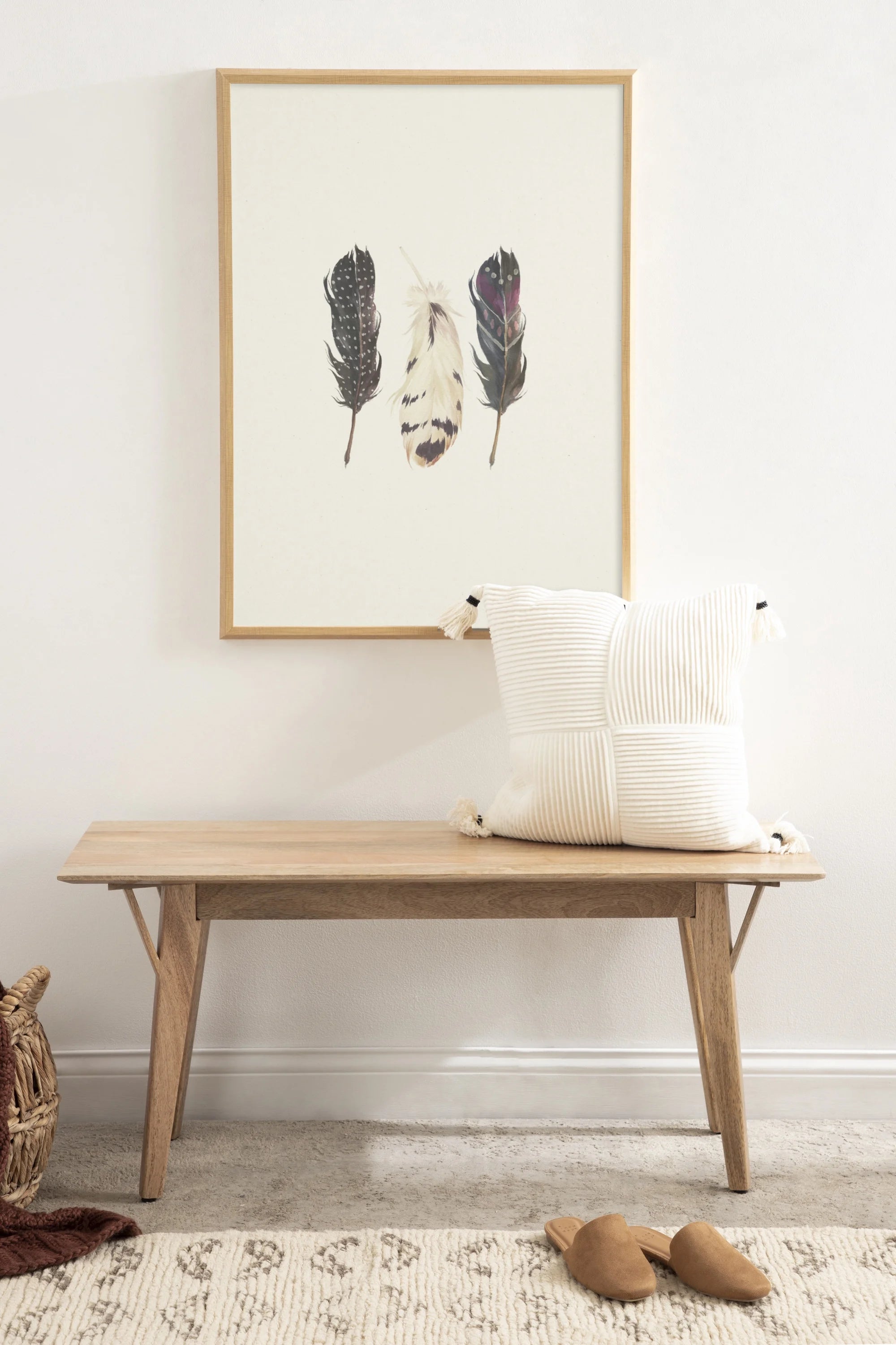 Mid-Century Rectangle Wooden Bench K206