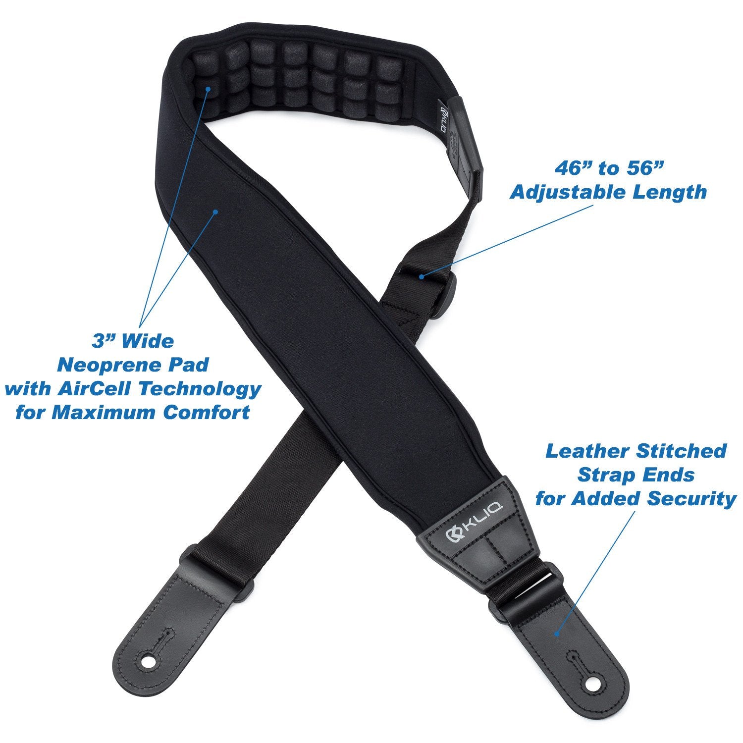 Black Neoprene Guitar Strap V8172