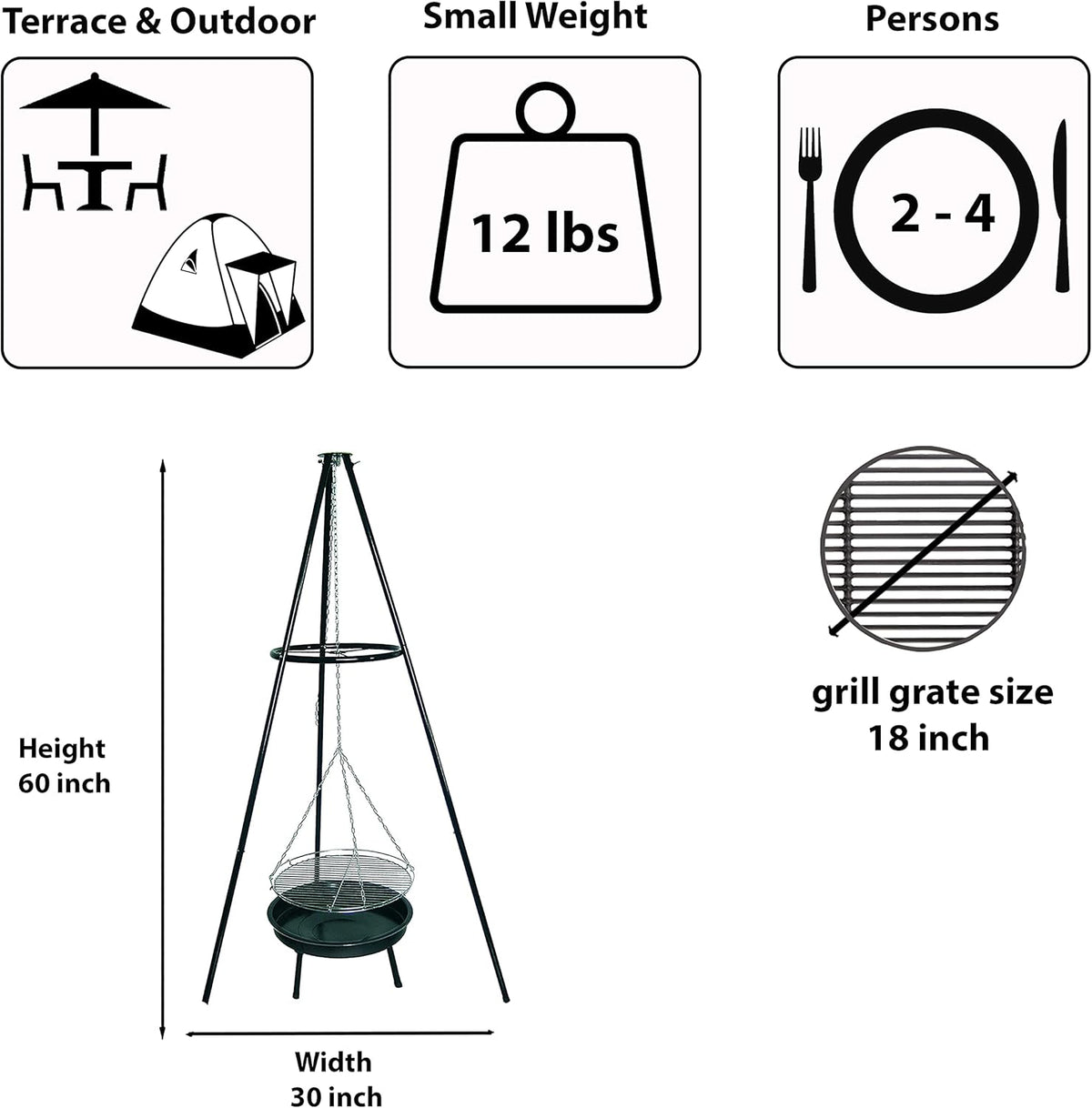 Charcoal Tripod Grilling Set M13698