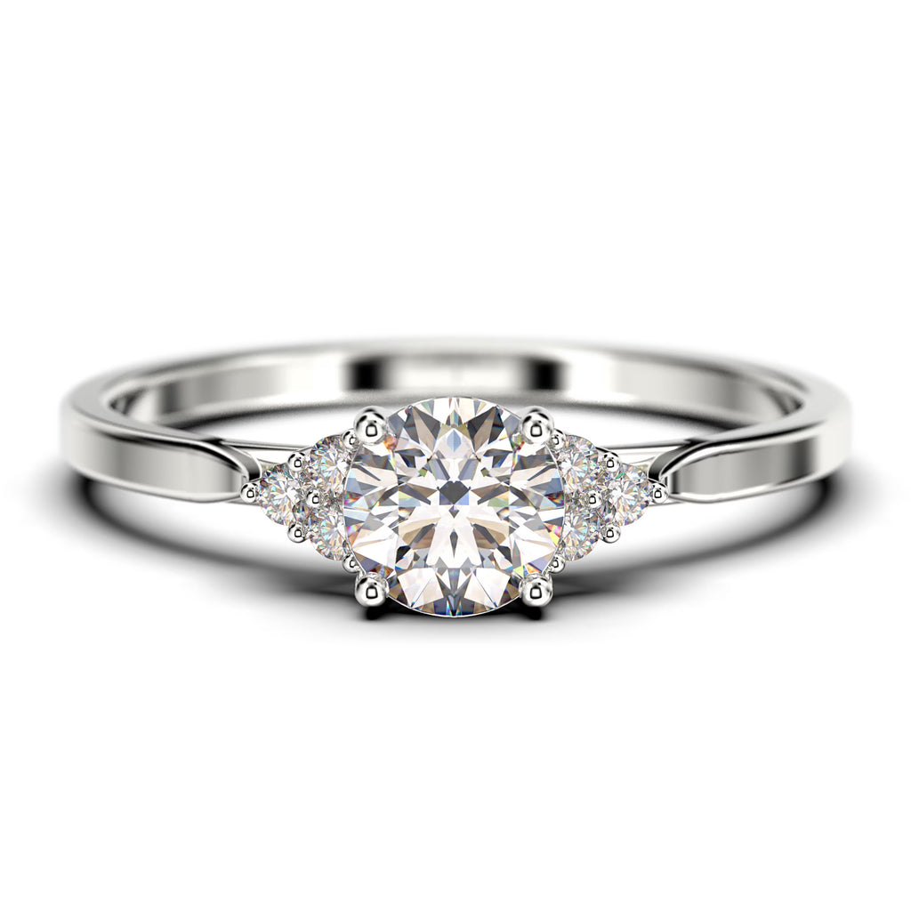 1.25 Carat Round Cut Moissanite Engagement Ring in 925 Sterling Silver With 18k White Gold Plating Q1179