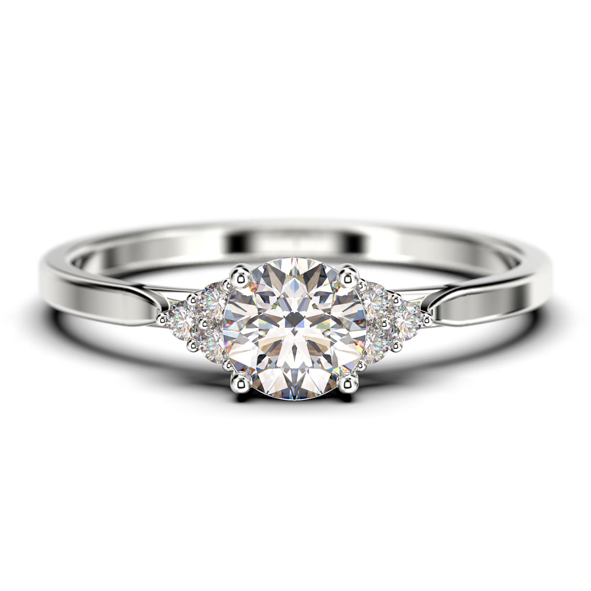 1.25 Carat Round Cut Moissanite Engagement Ring in 925 Sterling Silver With 18k White Gold Plating Q1179