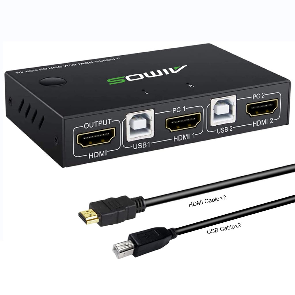 KVM Switch HDMI 2 Port 4K@30Hz with 2 HDMI Cable and 2 USB Cable U960