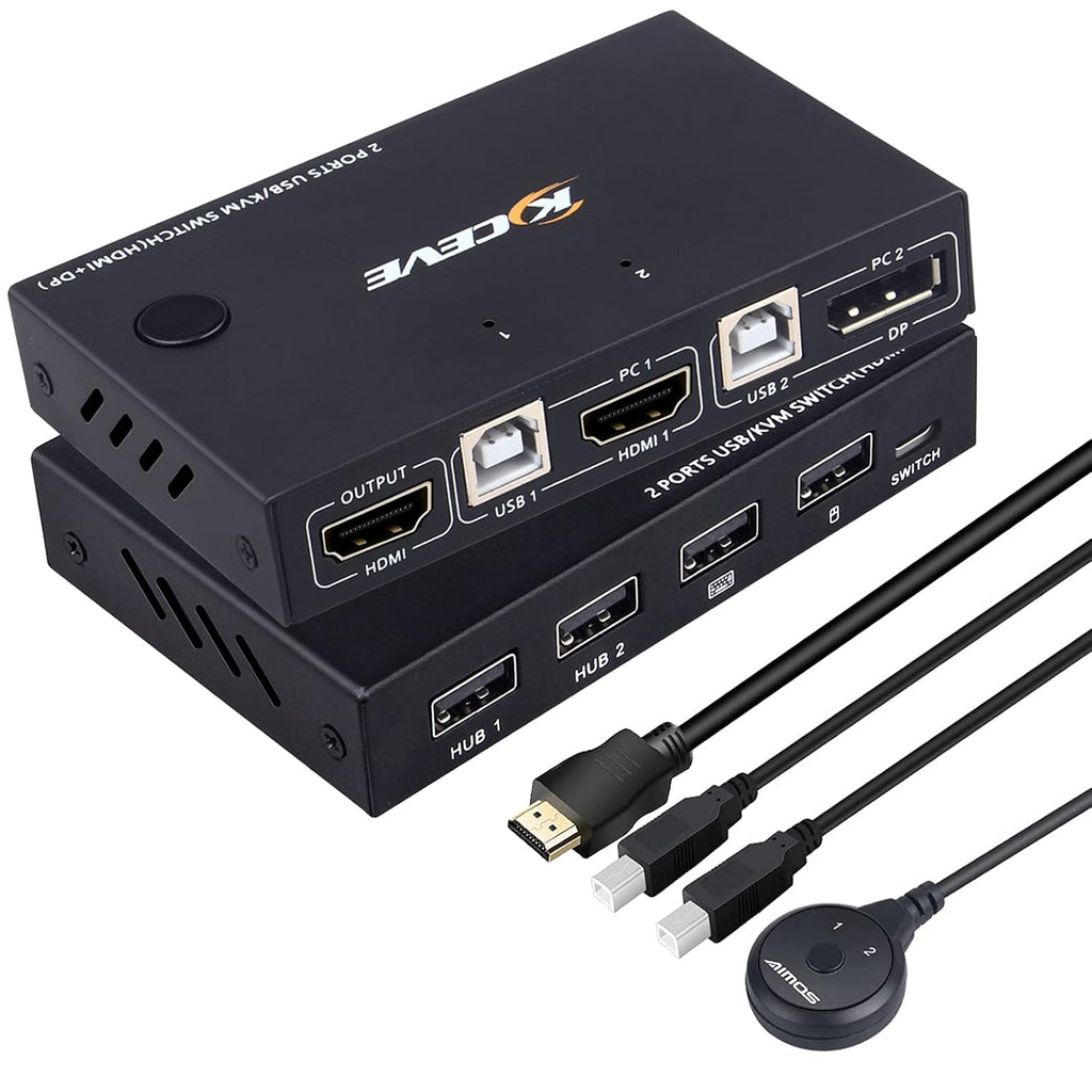 KVM Switch HDMI 2 Port 4K@30Hz with 2 HDMI Cable and 2 USB Cable U960