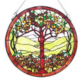 Tree of Life Stained Glass Window Panel in Green G6031