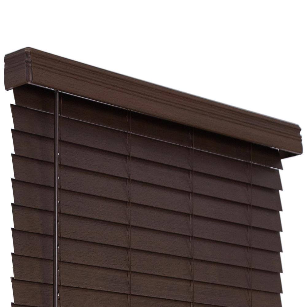 Cordless Brown Faux Wood Room Darkening Horizontal Blinds P373