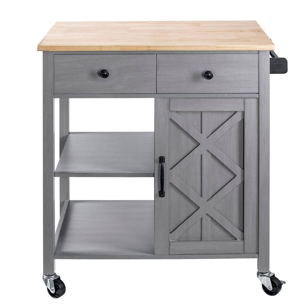 Gray Kitchen Cart with Wood Top C718658