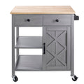 Gray Kitchen Cart with Wood Top C718658