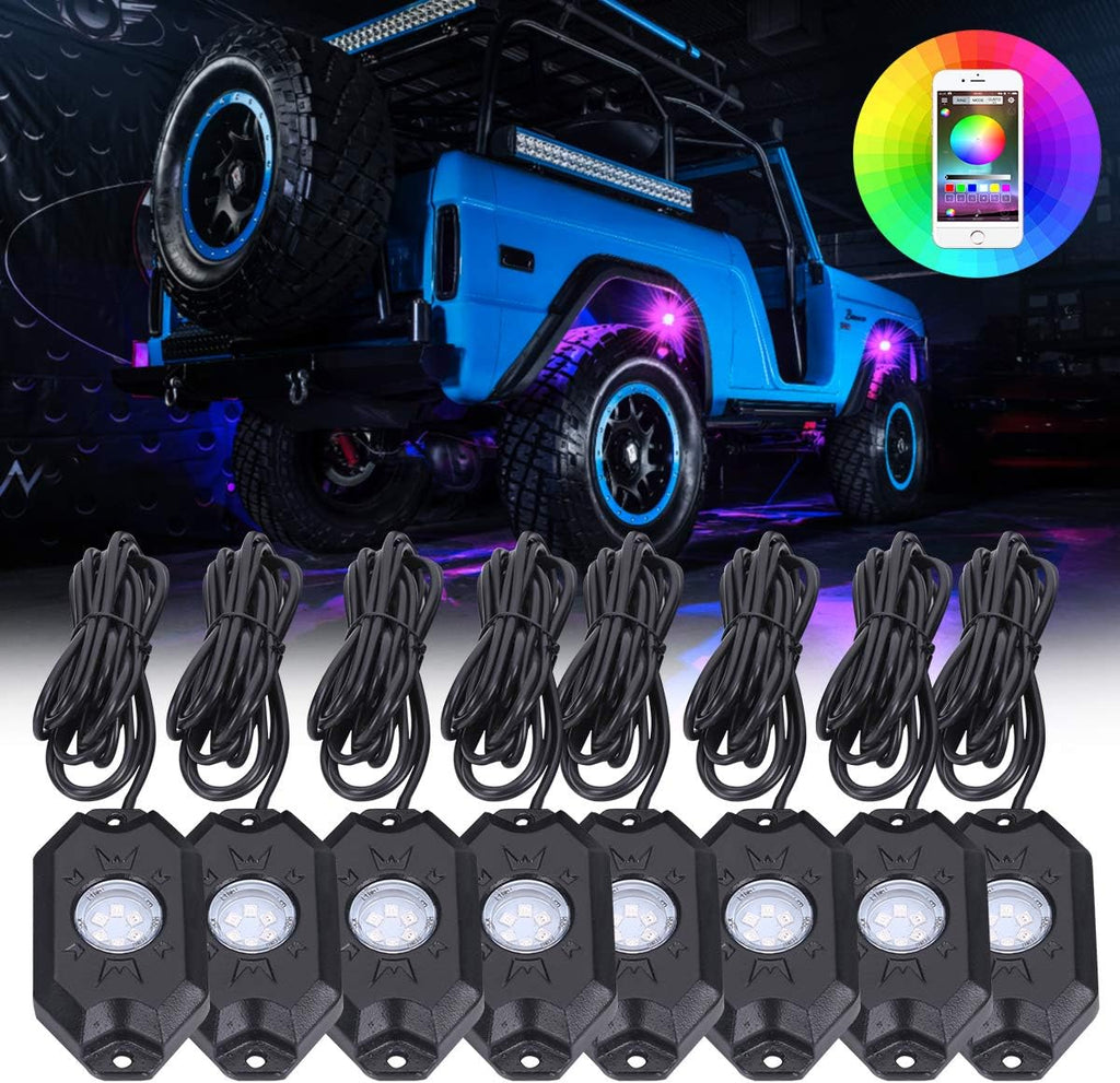 12 Pod Waterproof LED Rock Lights Kit with Bluetooth Controller E290002