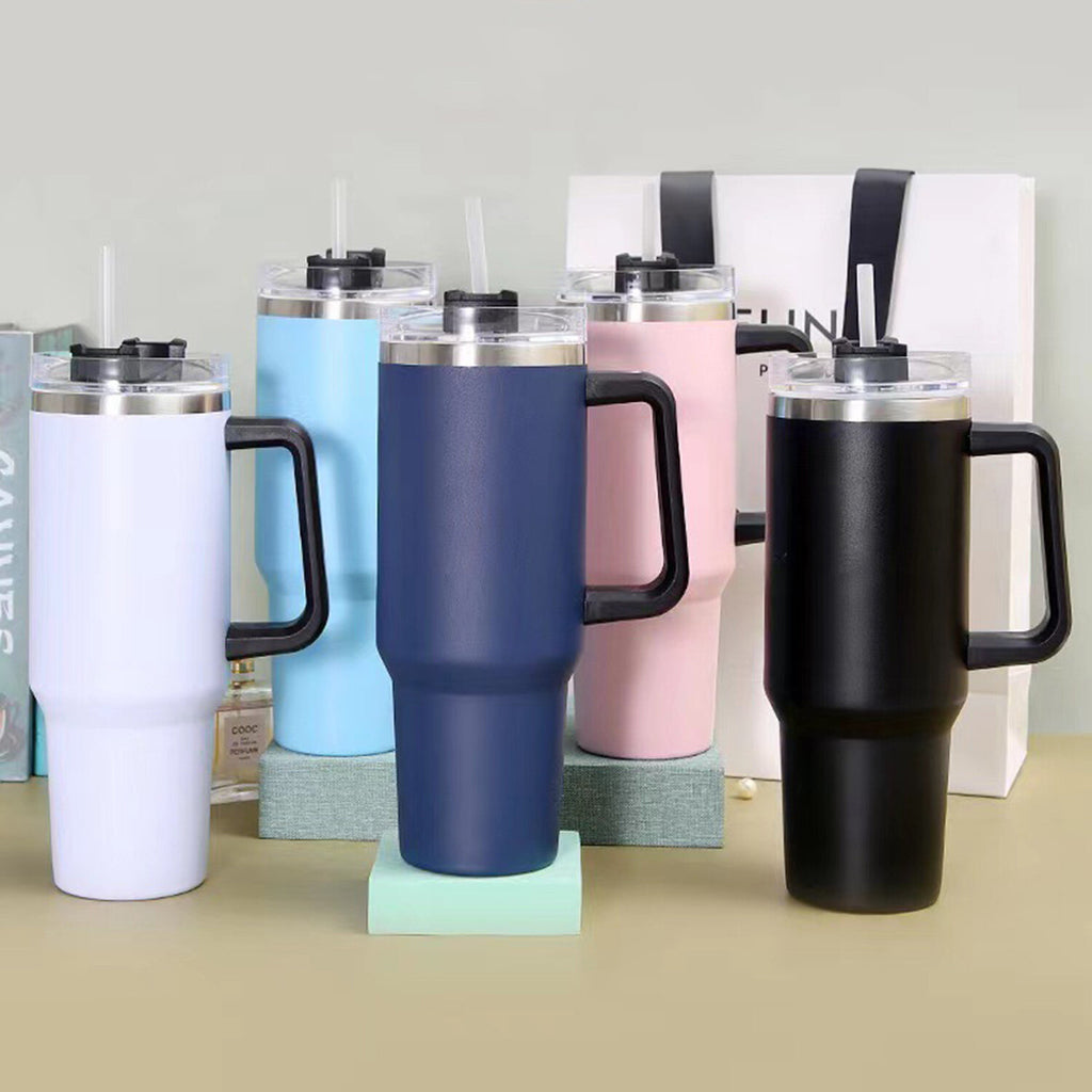 40 oz Stainless Steel Vacuum Insulated Tumbler with Handle and Straw Lid S515738