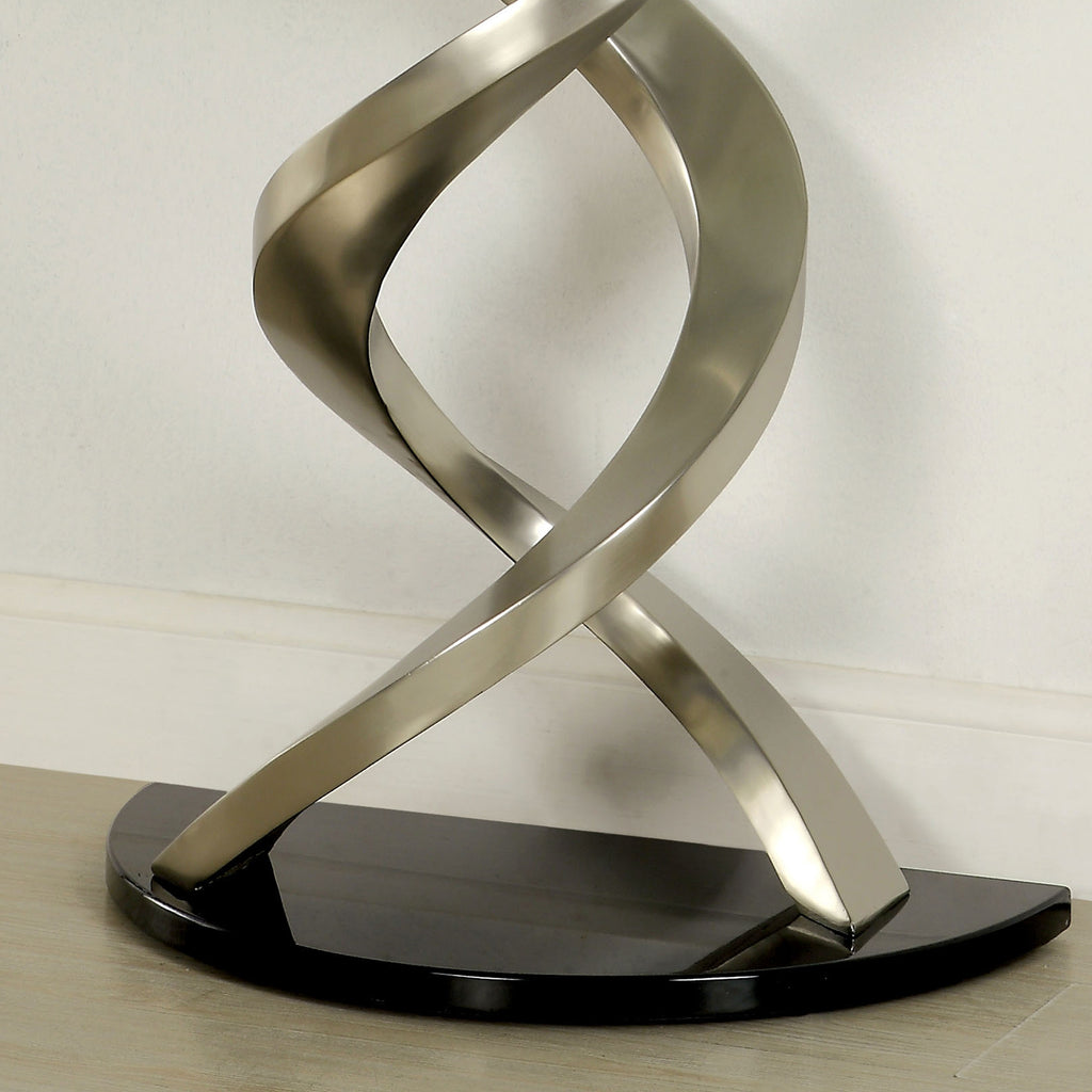 Silver Glass Top Half-moon Sofa Table K280