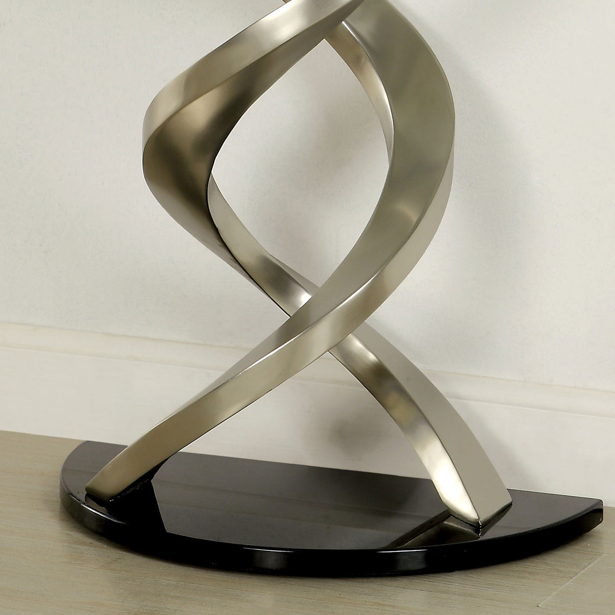 Silver Glass Top Half-moon Sofa Table K280