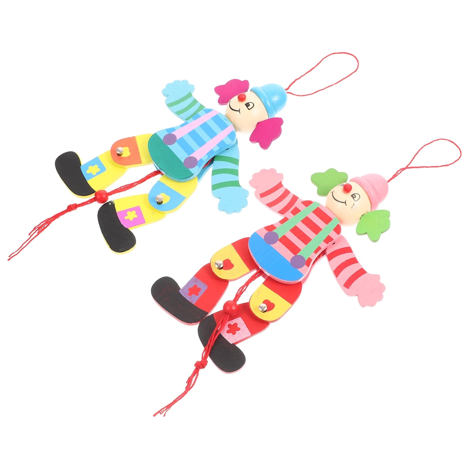 2Pcs Wood Clown Marionette Puppet Toy E520680