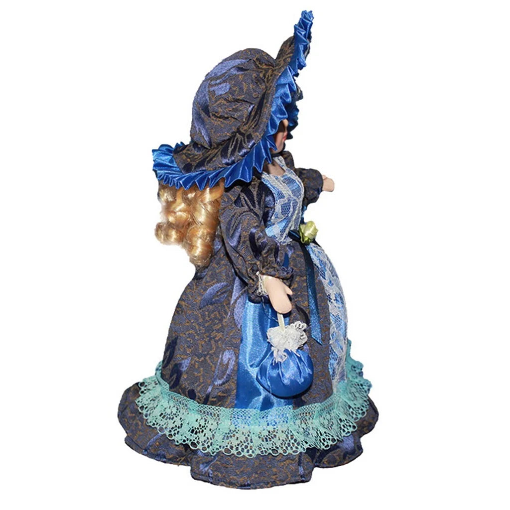 Porcelain Doll Figure with Wooden Stand V562