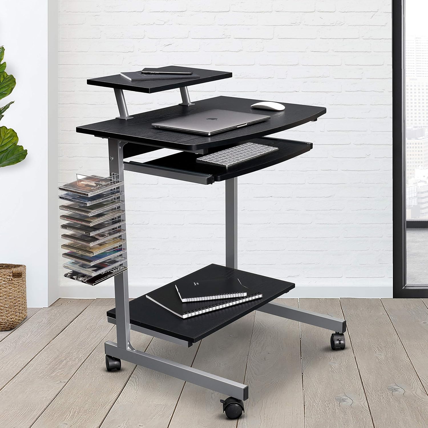 Compact Computer Cart With Storage, Graphite W2252