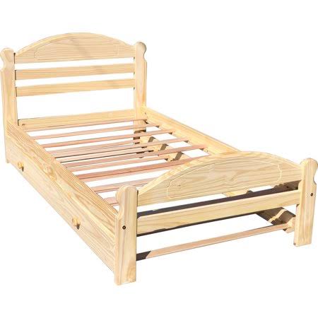 Twin Bed with Trundle Solid Pine Wood and Hardwood Slats, Brown J955